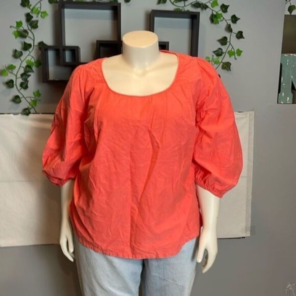 Ava & Viv Women's Plus Size Balloon 3/4‎ Sleeve Blouse Size 4X Coral